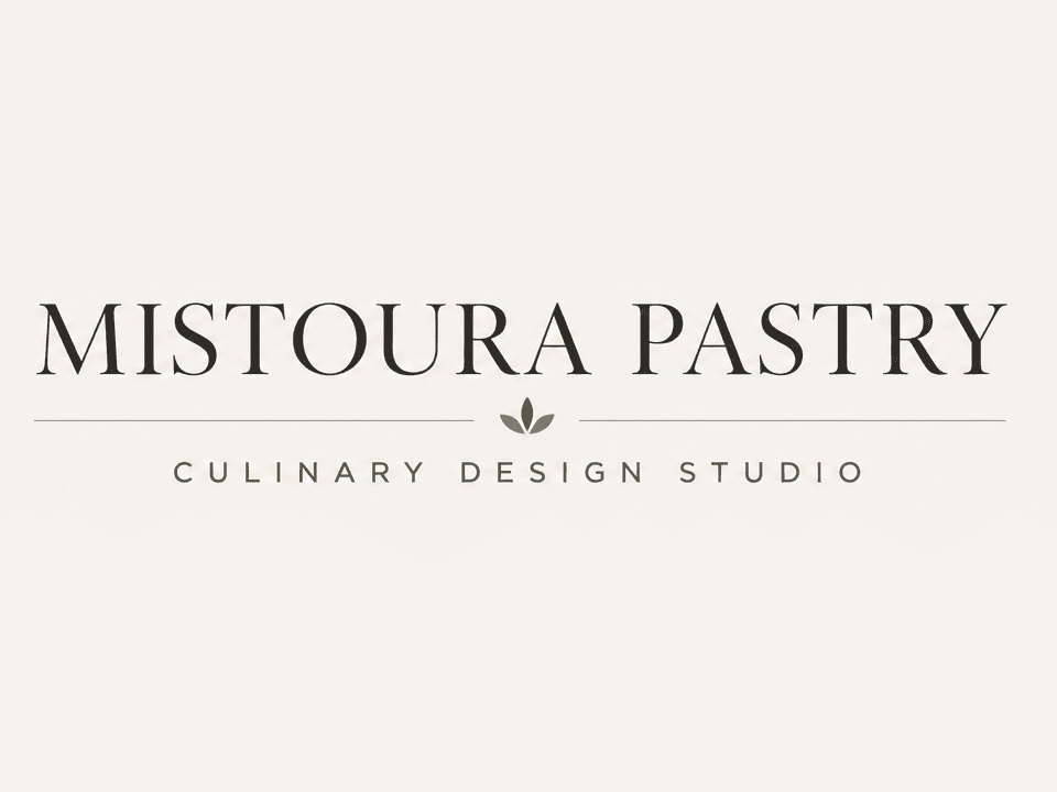 Mistoura Pastry product hero artwork with culinary design studio wordmark.