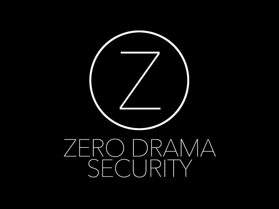 Zero Drama Security product hero artwork with circular Z mark and wordmark.